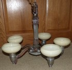 Art Deco Chandelier Ceiling Light  Five Lights With Custard Glass Shades