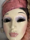 Vintage Clay Art Ceramic Face Mask Art Deco San Francisco Lady Feathers