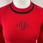 Vintage 80s Womens Sweater  s  Hunters Run Wool Monogram Norm Preppy Red Jumper