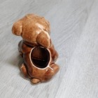 Mini Planter Dog Bulldog Brown Ceramic