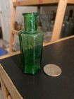 Mini Antique  Blown Emerald Green Not To Be Taken Poison Bottle