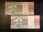 Lot Of 2 - Brazil 10 Cruzeiros 1970-1980 Banknote World Paper Money Unc