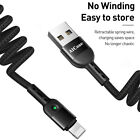 Coiled Charging Usb Cable Fast Charger Cord For Iphone 14 13 12 11 Pro Max Xr 8