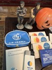 Vintage Junk Drawer Lot  Knife  Coins Jewelry Airline Advertising Ashtrays Wow 