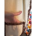 Vintage Mexican Embroidered Peasant Blouse Cream Floral Lace Trim Boho Top