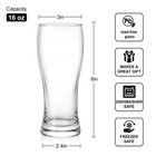 Beer Glasses Set Of 4  16 Oz Pilsner Beer Pint Glasses  Classics Craft Wheat    