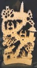 Old Chinese Garden Village Thin Carving   Stand Pedestal Intricate Display Piece