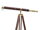 Handmade  Brass Telescope On Wooden Tripod Maritime Nautical  50 Inch Stand Gift