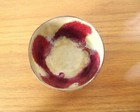 Vintage Mid Century Enamel Over Metal Bowl In Reds golds Signed