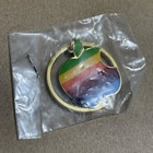 Vintage Apple Computer Rainbow Logo Keychain Original 1980s Promo Item Macintosh