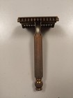 Vintage Gillette Double Edged Safety Razor Brass Gold Toned Open Comb