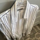 Express Fitted White blue Stripe Stretch Cotton Dress Shirt S 14-14 5 30 31