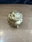 Antique Vintage Ornate Casket Style Metal Trinket Jewelry Box Footed Non- Hinged