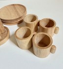 Hearthsong Wooden 4 Tea Cups And Plates   Condiments Set  Waldorf  New 
