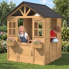 Kids Outdoor Wooden Playhouse Cottage W  Kitchen Door Windows Garden House