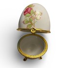 Vintage Porcelain Egg Trinket Jewelry Ring Box Easter Egg Decorative Footed Gold