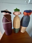3 Vintage Straw Wine Bottle Carriers Holders 12  Tall  Italy  Rare