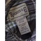 Roebuck   Co Mens Plaid Hooded Flannel Shirt Brown Green Cotton Button Up Size M