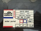 David Bowie 8 27 83 8th Row Floor Capital Centre Authentic Ticket Stub Rare