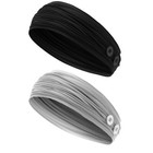 2pcs Wide Sport Headband With Mask Button Holder Fitness Workout Headband