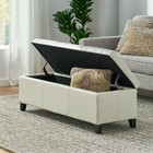 Skyler Off-white Leather Storage Ottoman Bench