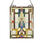 Stained Glass Tiffany Style Mission Design Hanging Window Panel Suncatcher