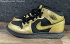Nike Air Jordan 1 Mid Gs Metallic Gold Black Youth Sneakers Size 4 5y