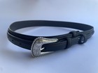 Nocona Mens Black Basketweave Western Leather Belt  Silver Tone Buckle  Size 34