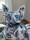 Vtg Handmade Sitting Cat Pillow Quilt Delft Blue Quilted Stuffed Cottagecore
