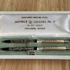Vtg Arpege Chanel No 5 Ballpoint Pen Set 14kt Gold Perfume Writing Pens - As Is