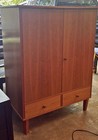 Vintage Scandinavian Mid-century Modern Teak Wood Wardrobe Cabinet Armoire