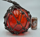 Vintage Glass Fishing Float In  Red Amber