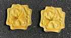 Ex Rare Pair Of Antique Art Nouveau Lily Brass  Repousse Buttons  Ca  1880s 1890