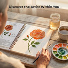 Watercolor Workbook For Adults  Beginner Flower Coloring Book