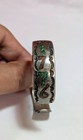 Vtg Navajo 1976 Bicentennial  925 Silver Cuff Bangle W turquoise Coral Inlay