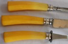 Vintage Bakelite Butterscotch Stainless Washington Forge Cutlery Carving Set