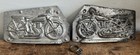 Original Antique Motorcycle Two Part Figural Metal Chocolate Candy Mold Marked