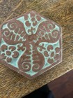 Batchelder Hexagonal Floral Ceramic Tile  Brown Aqua