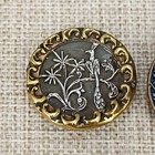 Antique Victorian Metal Button Lot Bird Floral Brass 22-14mm Shank Border Scroll