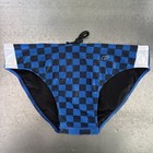 Print Defect Blue Check Men   s Waterpolo Brief  size 38  Q Swimwear Speedo New