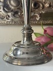 Pair Vintage Silver Plated Candle Holders   Silverplate Candlesticks   11 5   