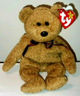 Ct  Ty Beanie Baby - Curly The Brown Nappy Bear 9  Mwct Plush Stuffed Animal Toy