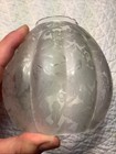 Antique Ribbed Etched Glass Lamp Shade Open Globe 2    Fitter Floral