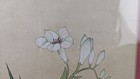 Antique Vintage Signed Japanese Chinese Floral Painting On Silk Of White Flowers
