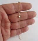 14k Yellow Gold Anklet Bracelet W  Dangling Heart Charm  overall Length 10 Inch