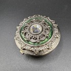 Vintage Victorian Revival Pill Box Enamel Rhinestones Layered Compartment Insert