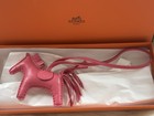 Brand New Authentic Herm  s Lambskin Rodeo Bag Charm Rose Azalee Pm Kelly Birkin