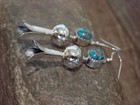 Native American Sterling Silver Turquoise Squash Blossom Dangle Earrings - Tsosi