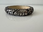 Vintage Tibetan Repousse Silver Statement Resin Slim Bangle Bracelet