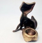 Vintage Antique Solid Brass Cheshire Cat Fireside Hearth Poker Stand Cigar Rest